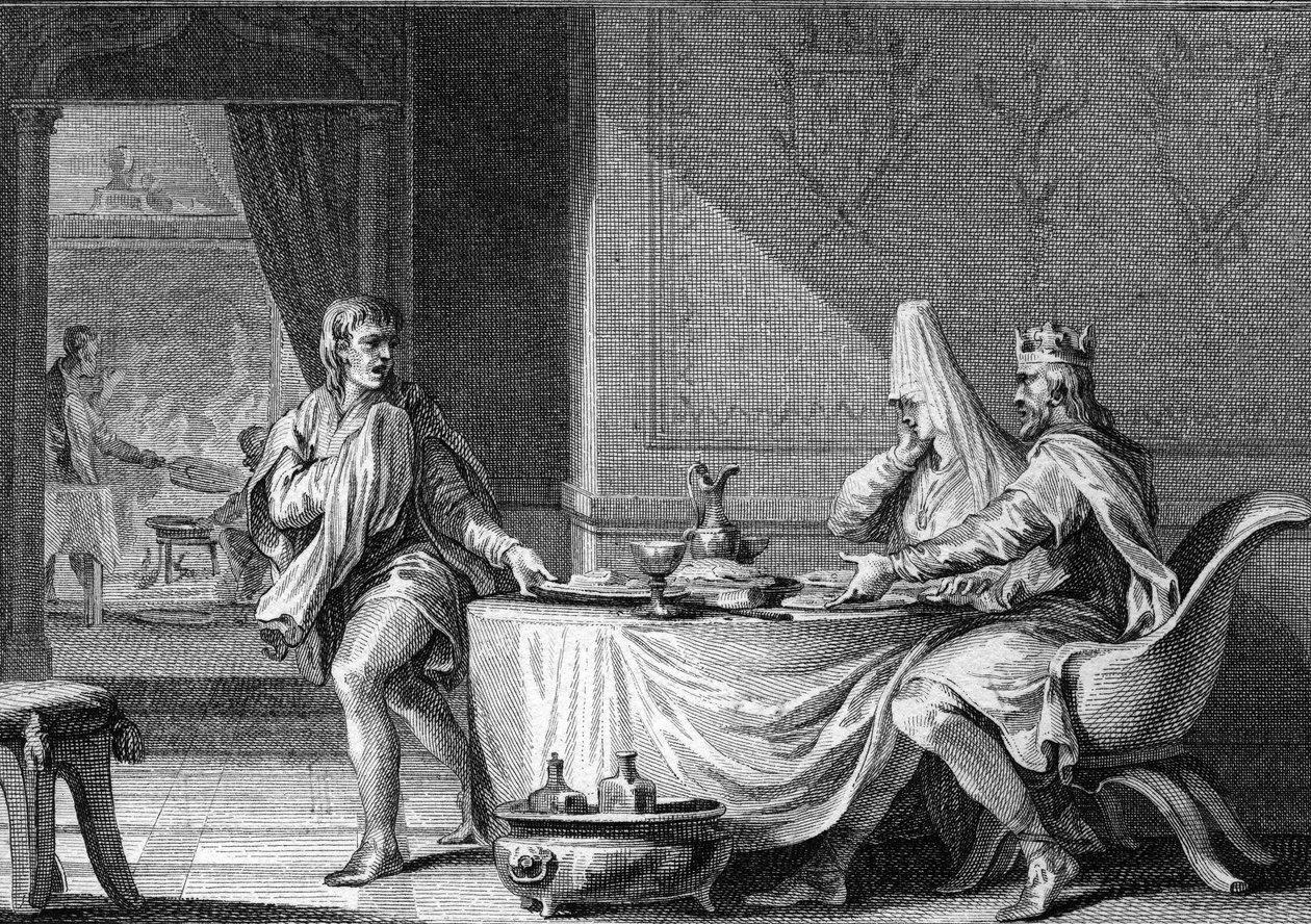Robert II the Pieux (ca. 970-1031), konge af Frankrig, ekskommunikeret i 997 efter sit ægteskab med sin kusine Berthe af Bourgogne. Gravering af Moreau den unge 1700-tal. af Jean Michel the Younger Moreau