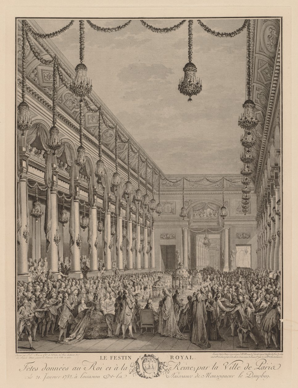 Kongelig fest på Hôtel de Ville, 21. januar 1782 af Jean Michel the Younger Moreau