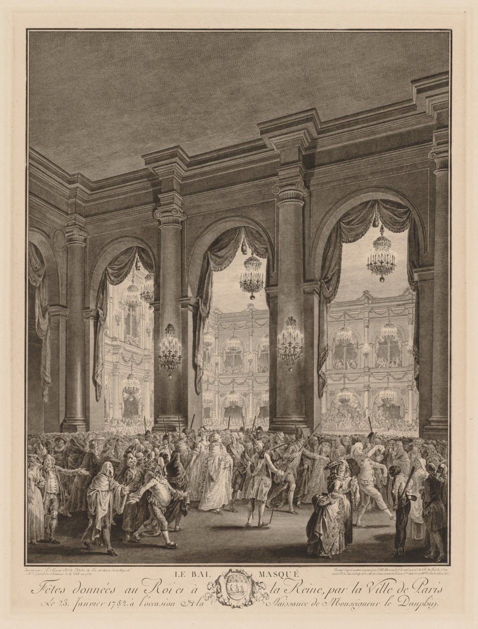 Maskebal, 1782. af Jean Michel the Younger Moreau