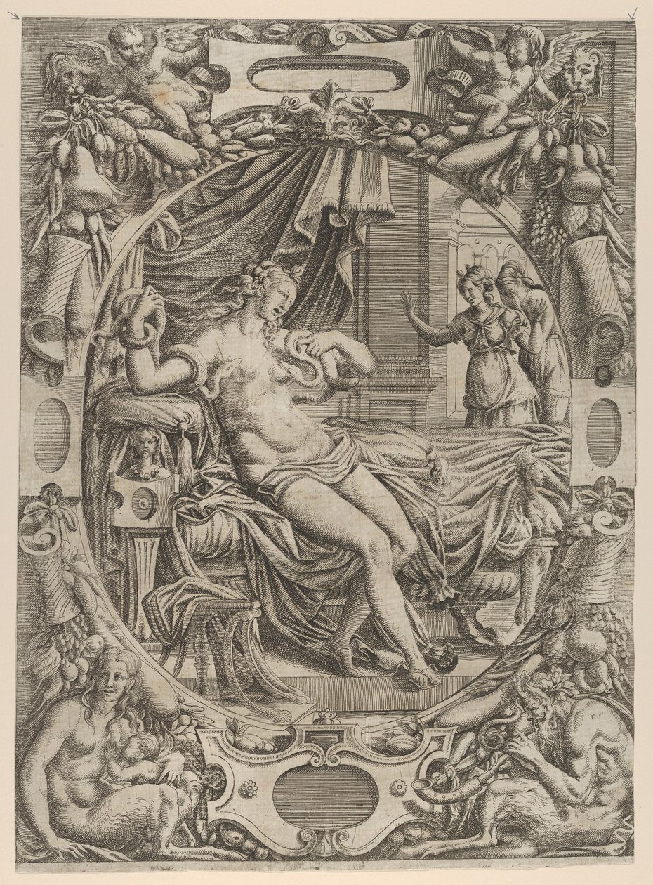 Cleopatra bidt af en asp, 1535-55. af Jean Mignon