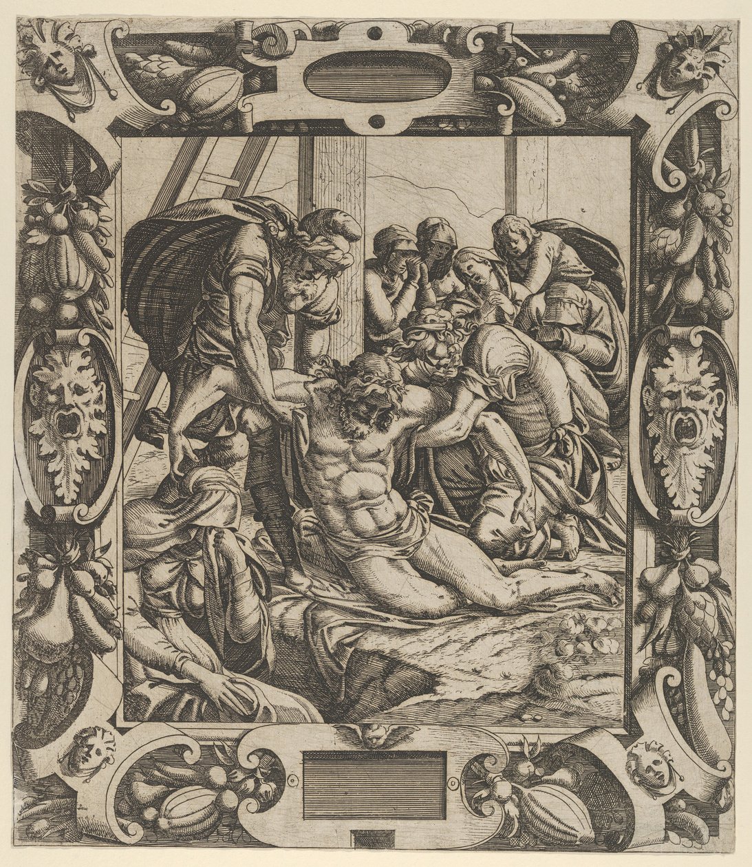 Deponering af korset, ca. 1544. af Jean Mignon