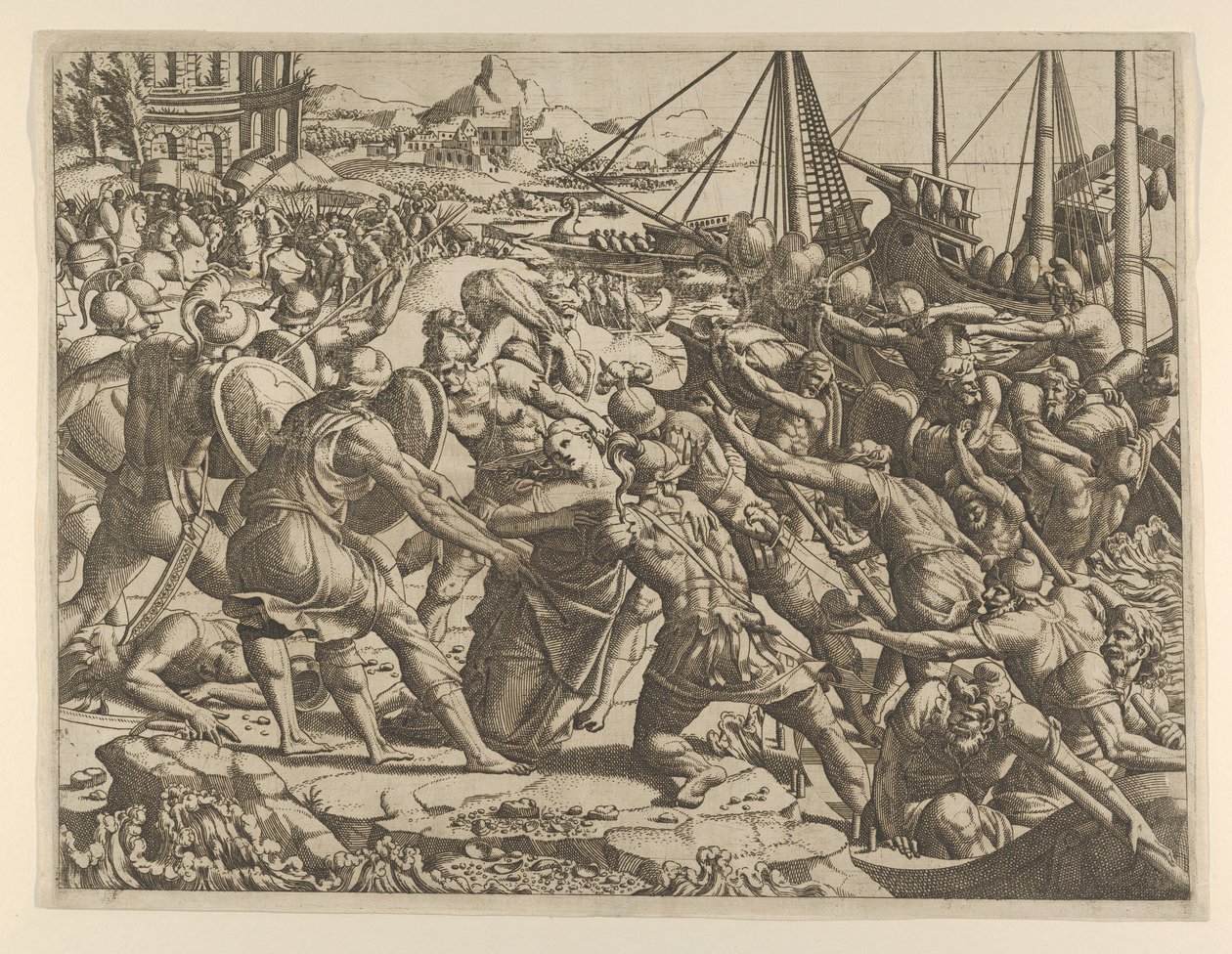 Bortførelsen af Helen, 1535-55. af Jean Mignon