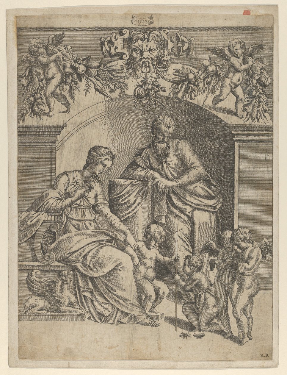 Jomfruen med Jesusbarnet tilbedt af St. John, 1543. af Jean Mignon