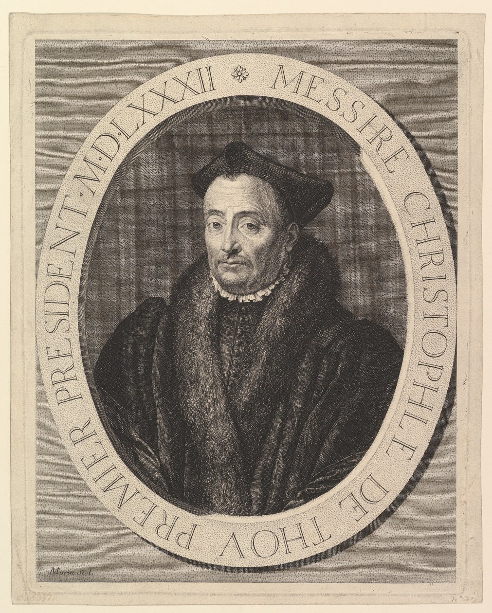 Christophe de Thou, første præsident i parlamentet. af Jean Morin