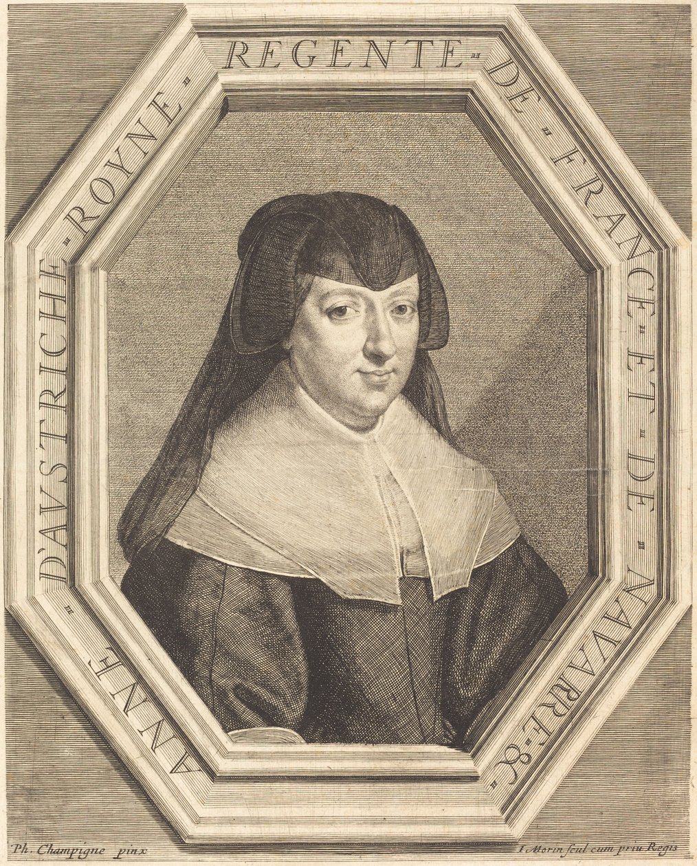 Anne af Østrig af Jean Morin after Philippe de Champaigne