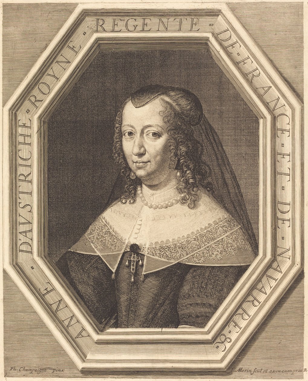 Anne af Østrig af Jean Morin after Philippe de Champaigne