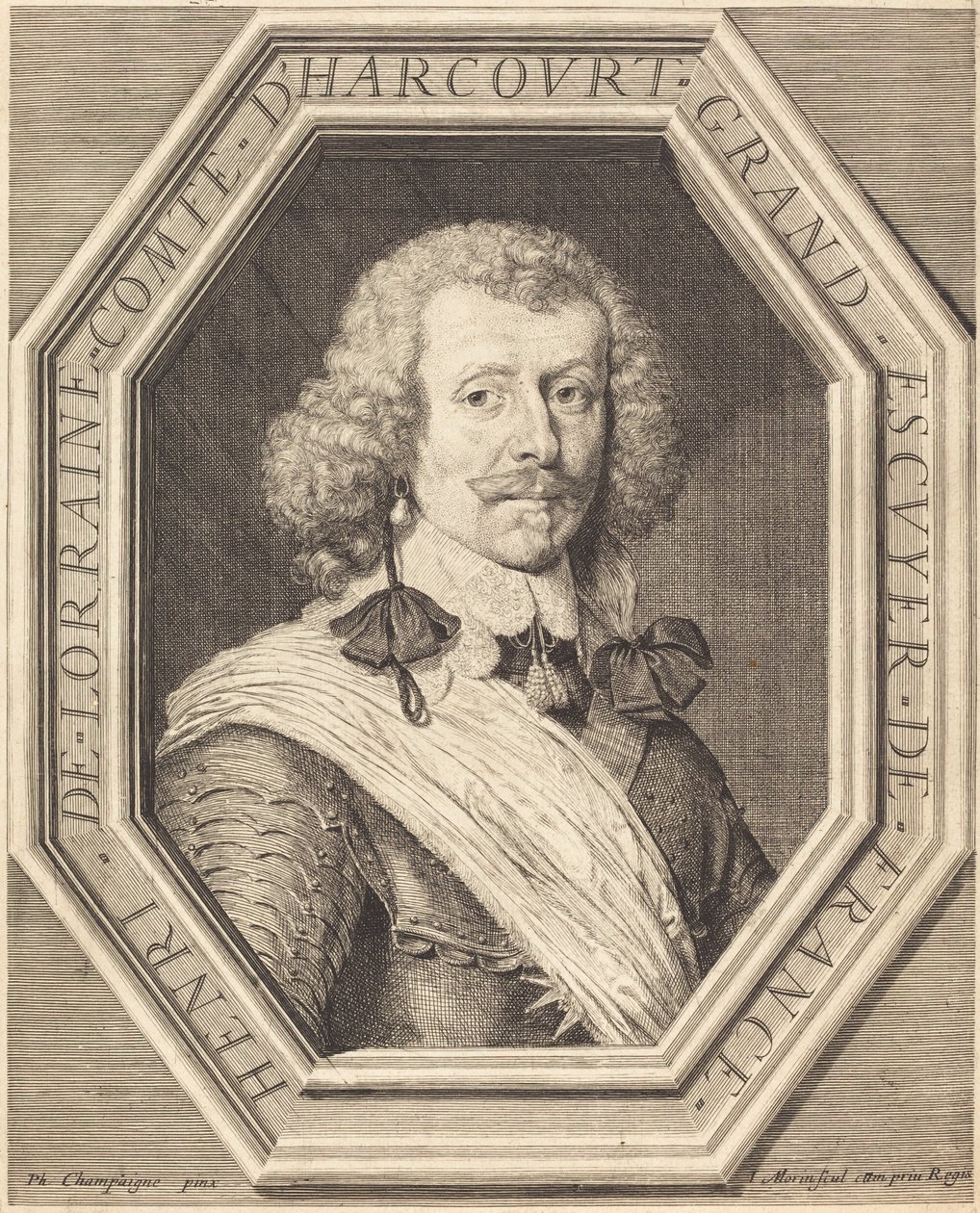Henrik af Lorraine, greve af Harcourt af Jean Morin after Philippe de Champaigne