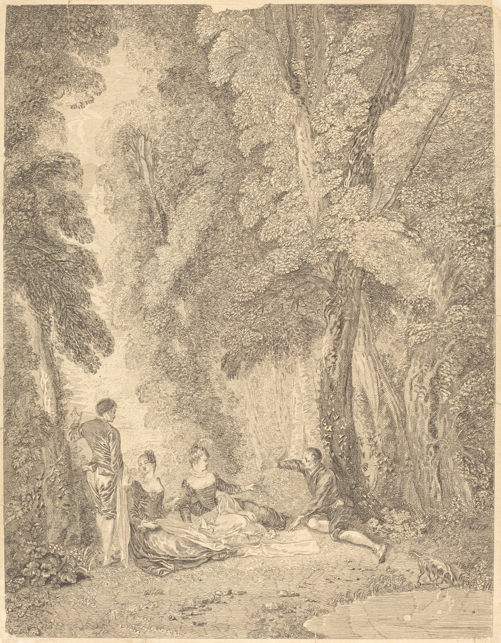 Koalitionen af Jean Moyreau after Antoine Watteau