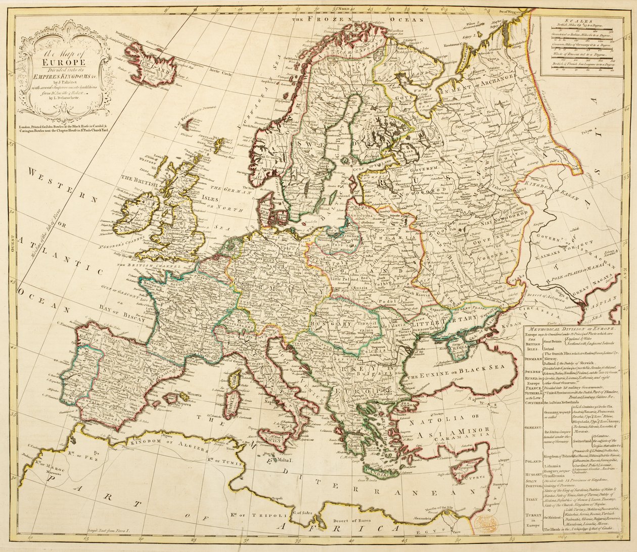 Et kort over Europa, opdelt i dets imperier og kongeriger, af J. Palairet med adskillige forbedringer og tilføjelser fra D