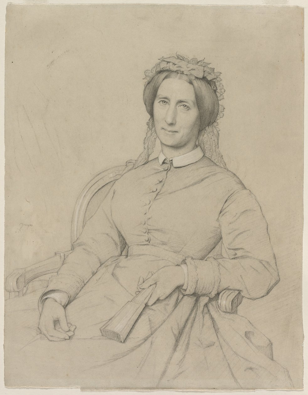 Madame Hippolyte Flandrin Aimee Ancelot, 1869. af Jean Paul Flandrin