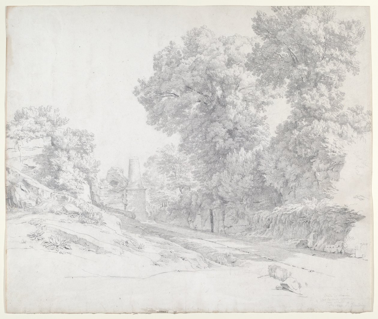 Oaks langs Appian Way nær Albano af Jean Paul Flandrin