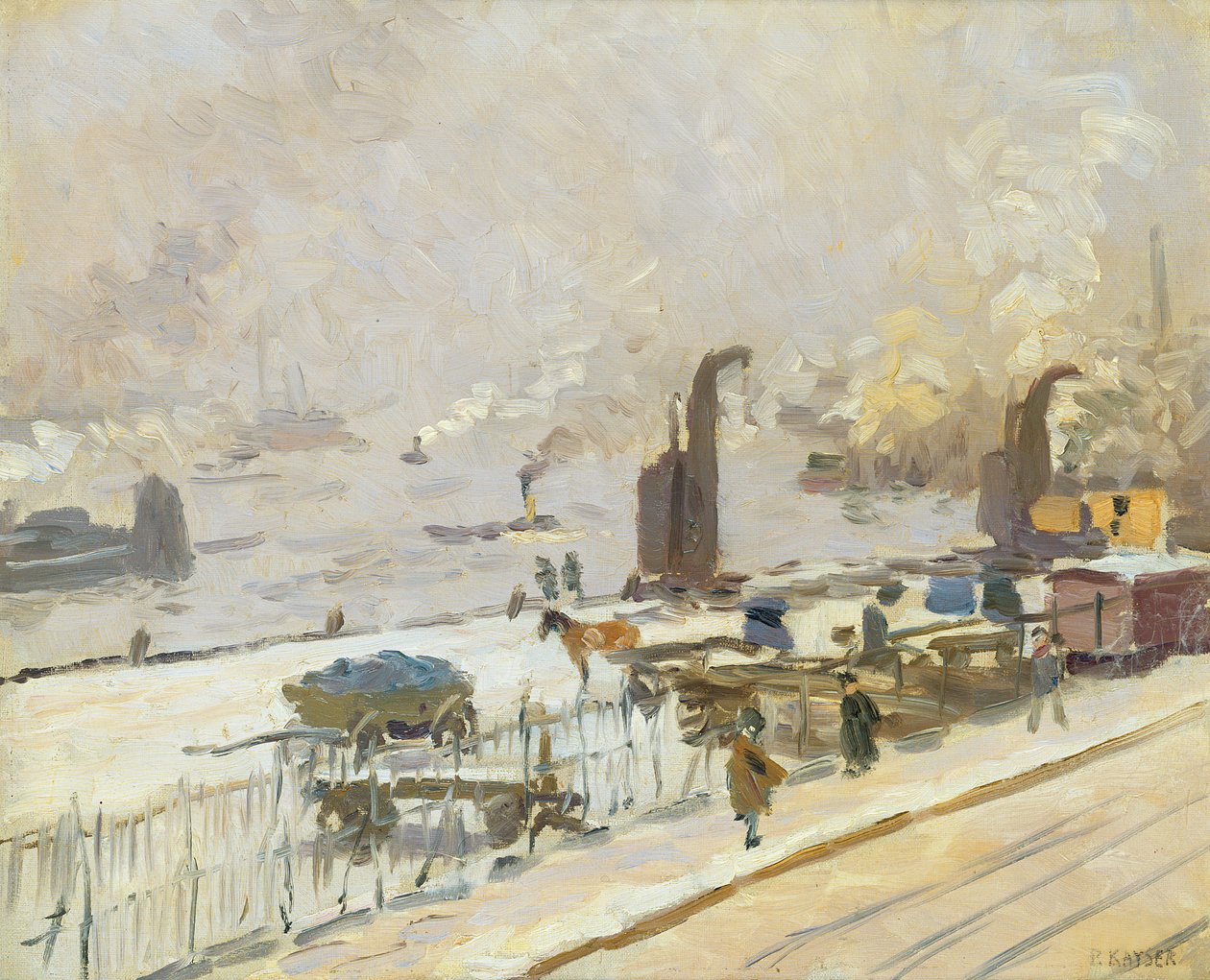 Hamborg Havn om vinteren, 1909 af Jean Paul Kayser