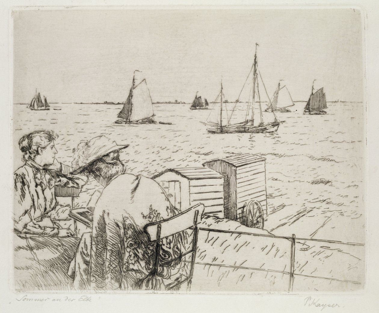 Sommer på Elben (tørpunkt) af Jean Paul Kayser