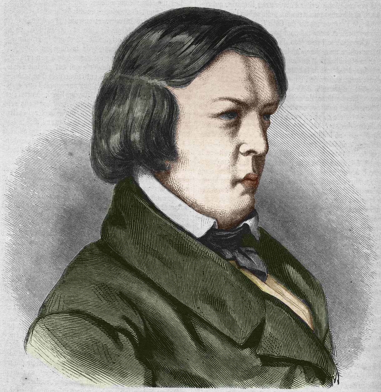 Robert Schumann tysk komponist. Tegning af J.B. Laurens. af Jean Paul Laurens