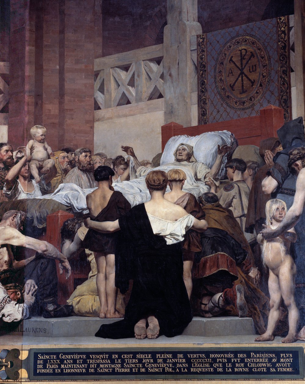 Saint Genevieves død, protektor for byen Paris Vægmaleri af Jean Paul Laurens (1838-1921) Paris, Pantheon af Jean Paul Laurens
