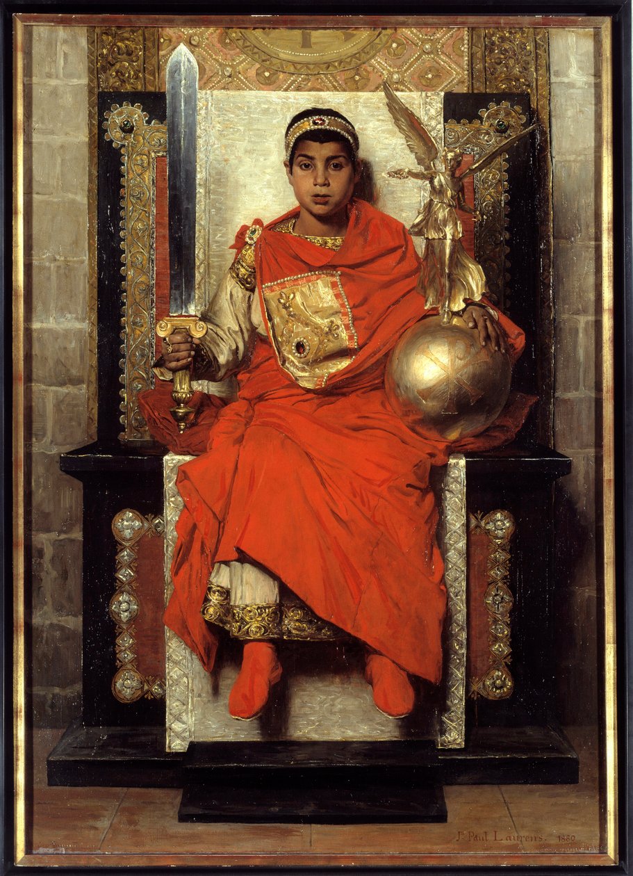 Det Nedre Imperium: Flavius Honorius (384-423). Maleri af Vestens første kejser (395-423), barn. Maleri af Jean Paul Laurens (1838-1921) af Jean Paul Laurens