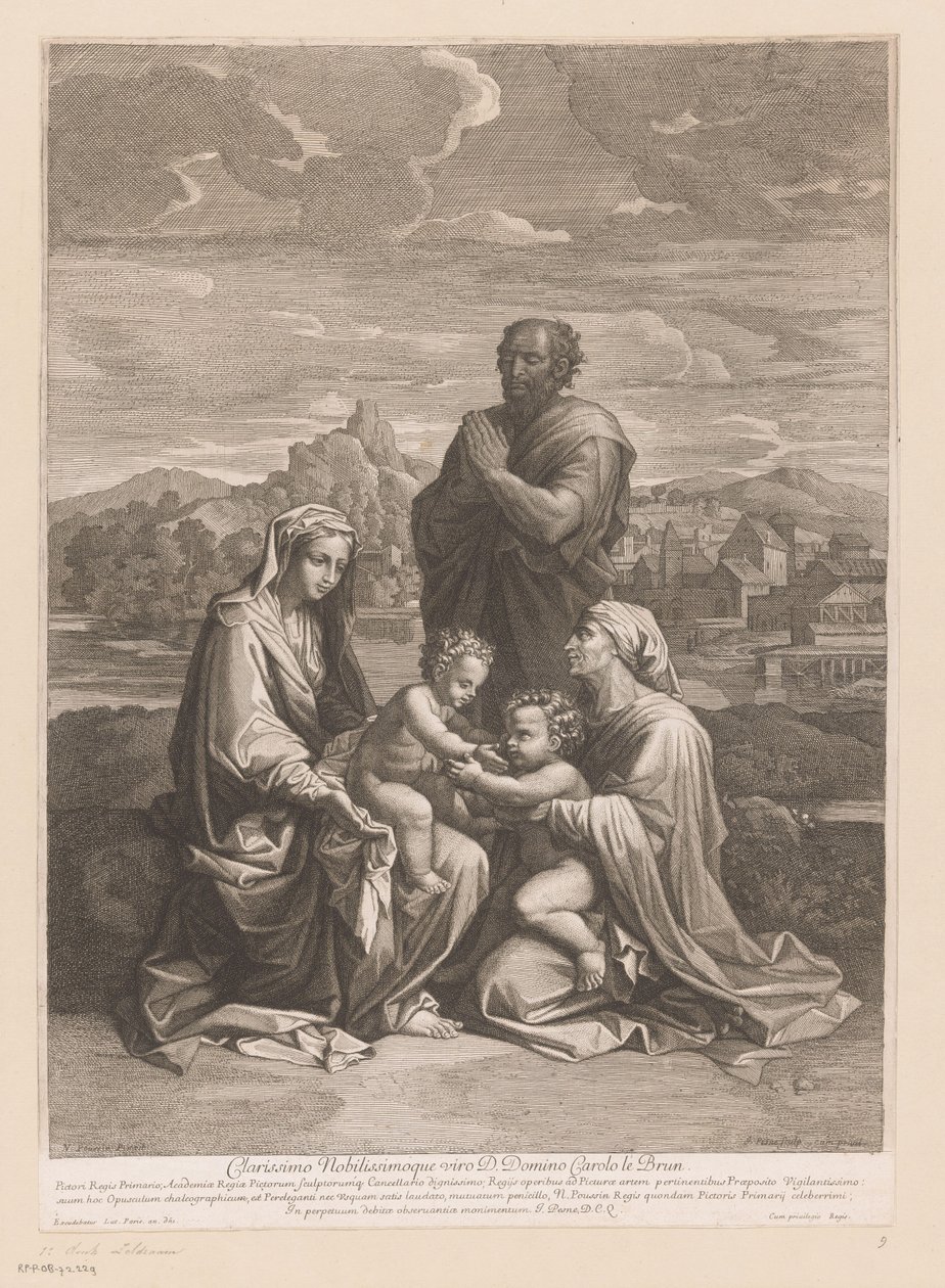 Hellig familie med Elizabeth og John af Jean Pesne