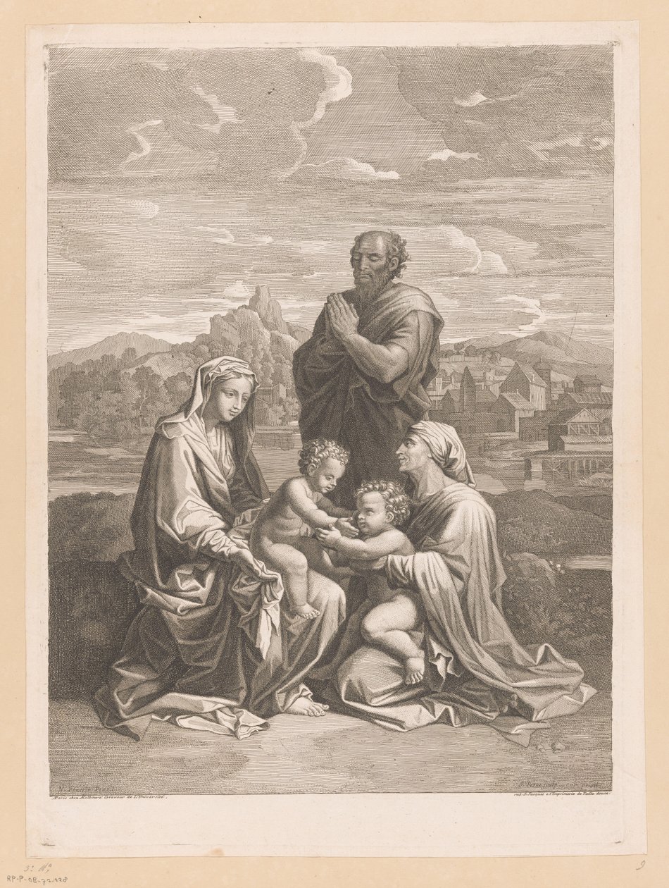 Hellig familie med Elizabeth og Johannes Døberen af Jean Pesne