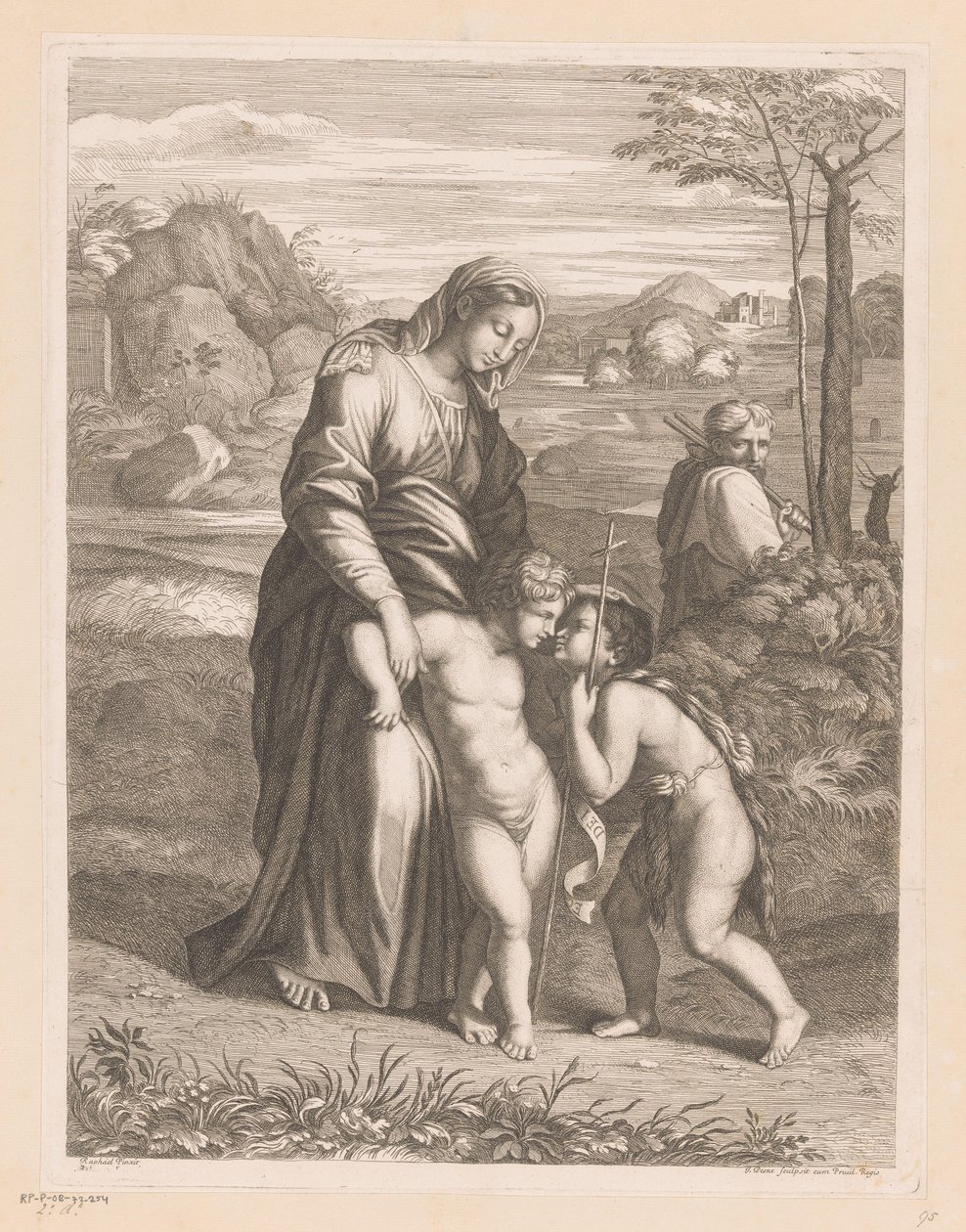 Hellig Familie med Johannes Døberen af Jean Pesne
