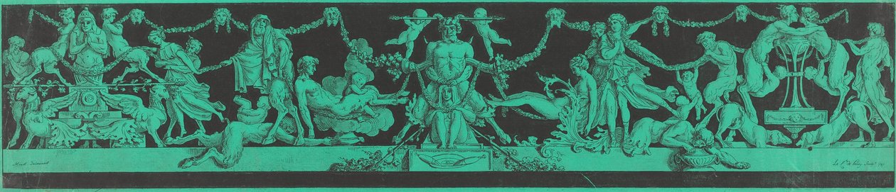 En Bacchanale med egyptiske og klassiske figurer af Jean Philippe Guy le Gentil, Comte de Paroy, after Charles Monnet