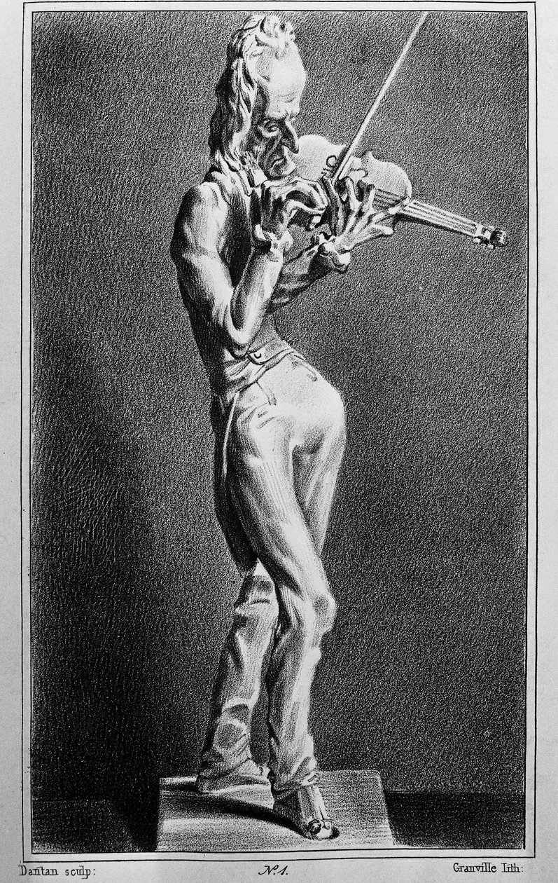 Niccolo Paganini (1782-1840), italiensk violinist og komponist. Karikatur efter skulpturen af Jean Pierre Dantan den unge. af Jean Pierre (after) Dantan