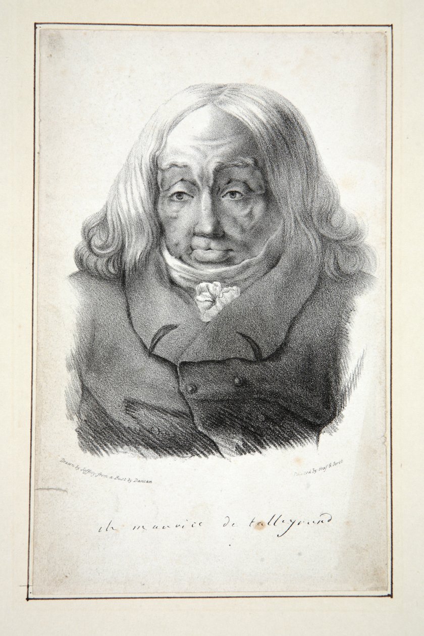 Portræt af Talleyrand, 79 år, pub.1835 (gravering) af Jean Pierre (after) Dantan