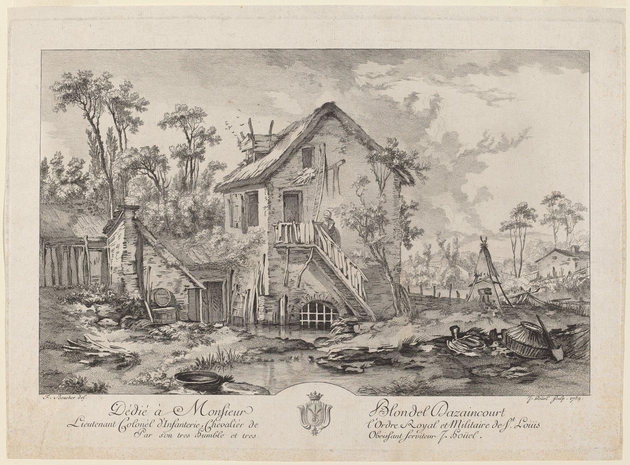 Gårdhave af Jean Pierre Louis Laurent Hoüel after François Boucher