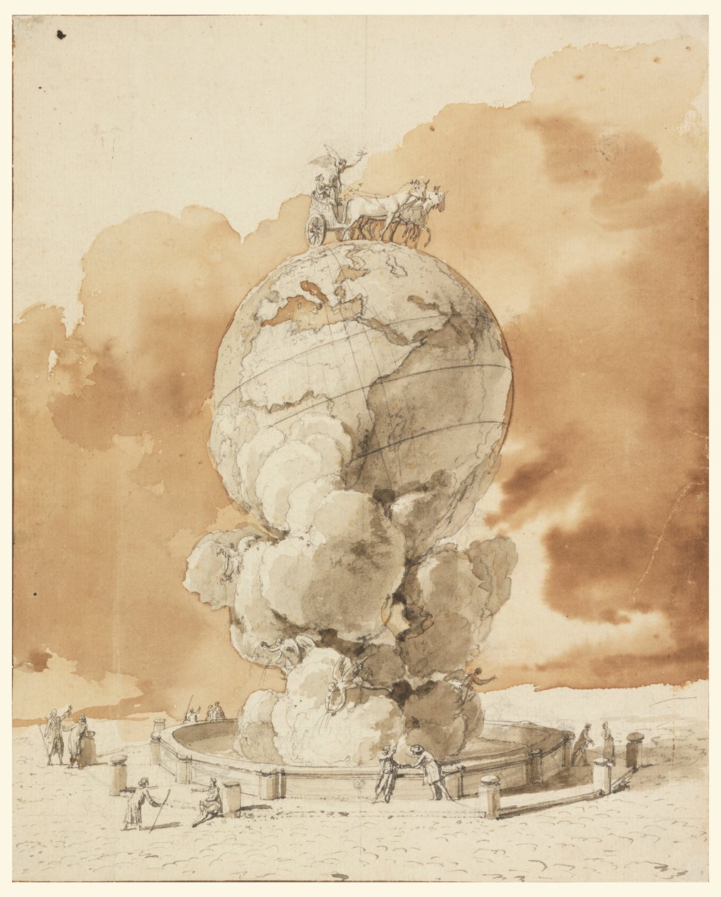 Design til et offentligt monument, der skal opføres på en Paris-plads af Jean Pierre Louis Laurent Houël