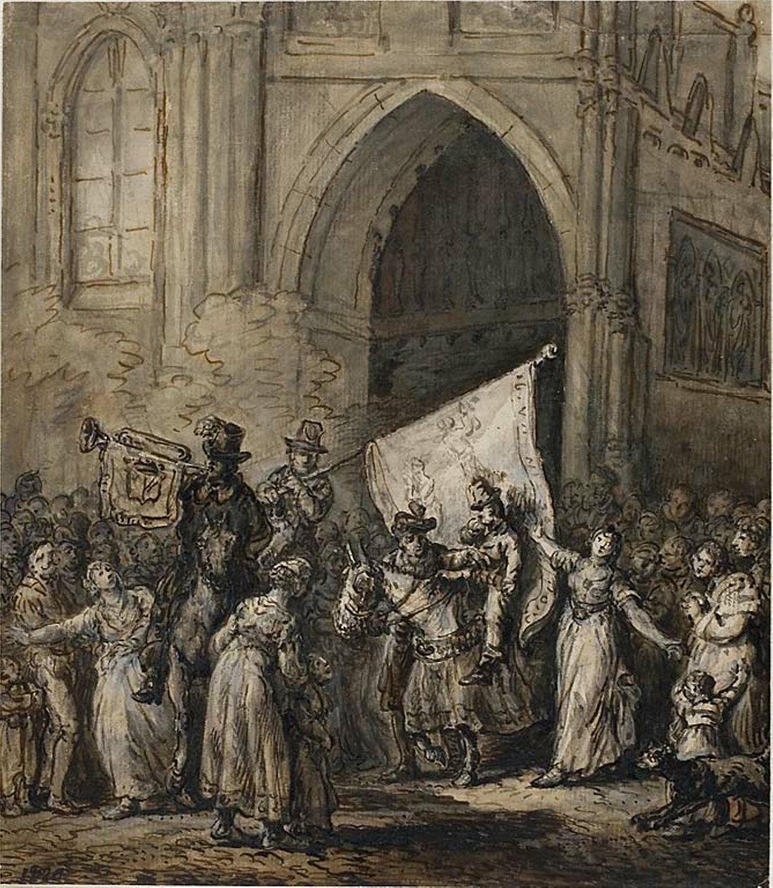 Scene for revolutionen af Jean Pierre Norblin de La Gourdaine