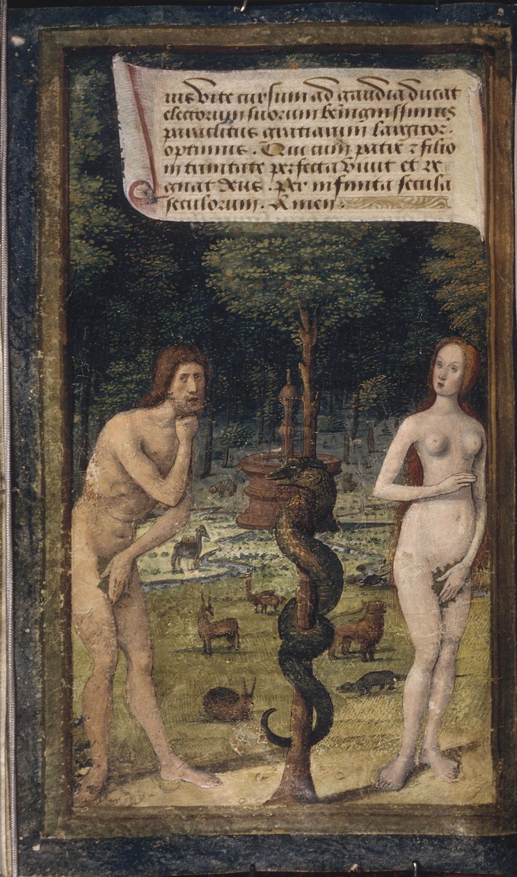 Adam og Eva fra Bastard Letters, ca 1490-1510 af Jean Poyet