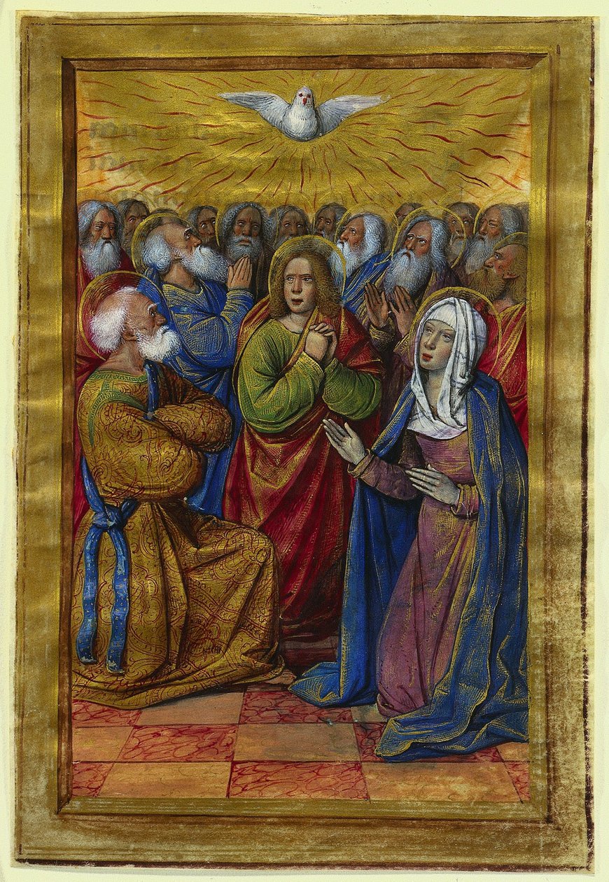 Miniature fra en timebog: Pinsen, ca. 1500. af Jean Poyet
