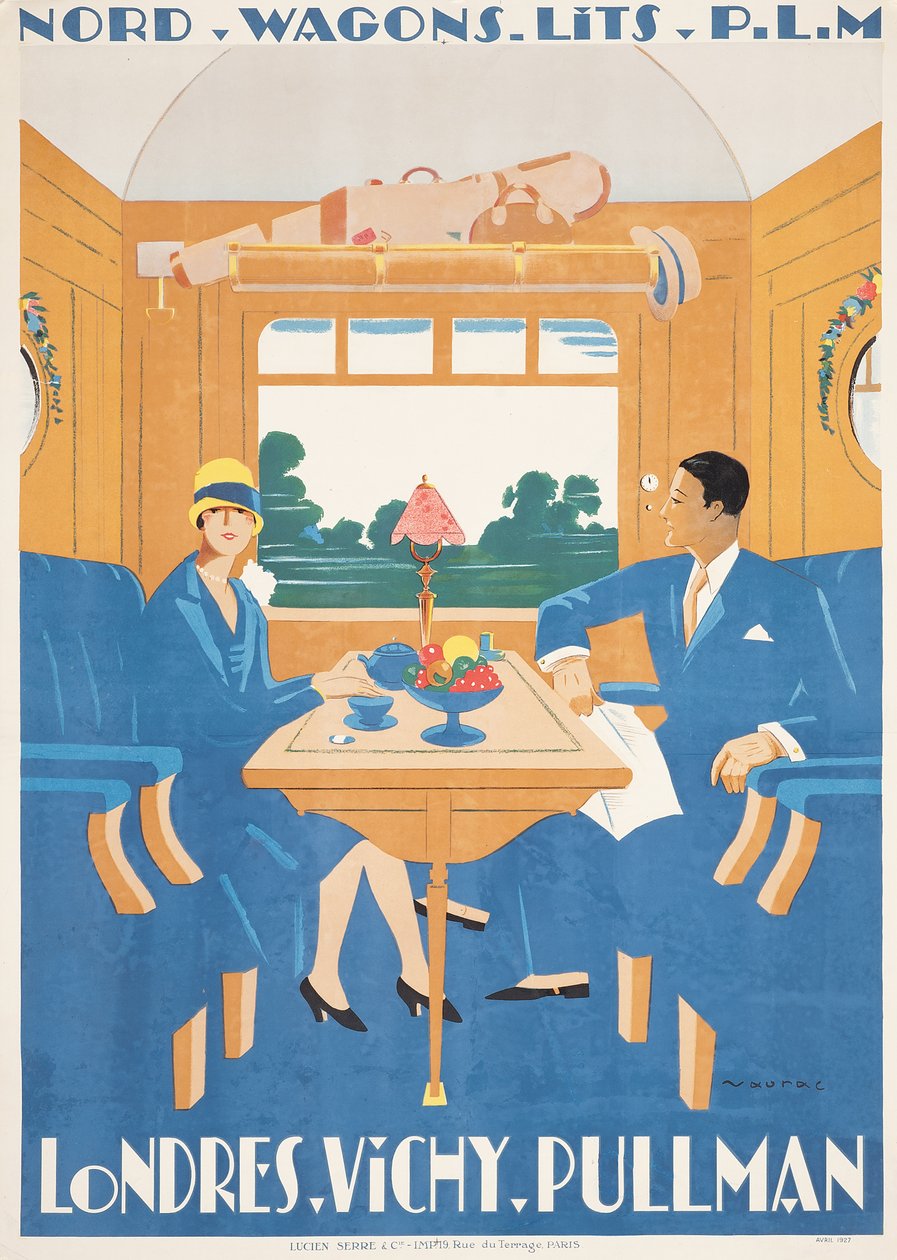 Reklameplakat for hurtigtoget London til Vichy Pullman af Jean Raoul Chaurand Naurac