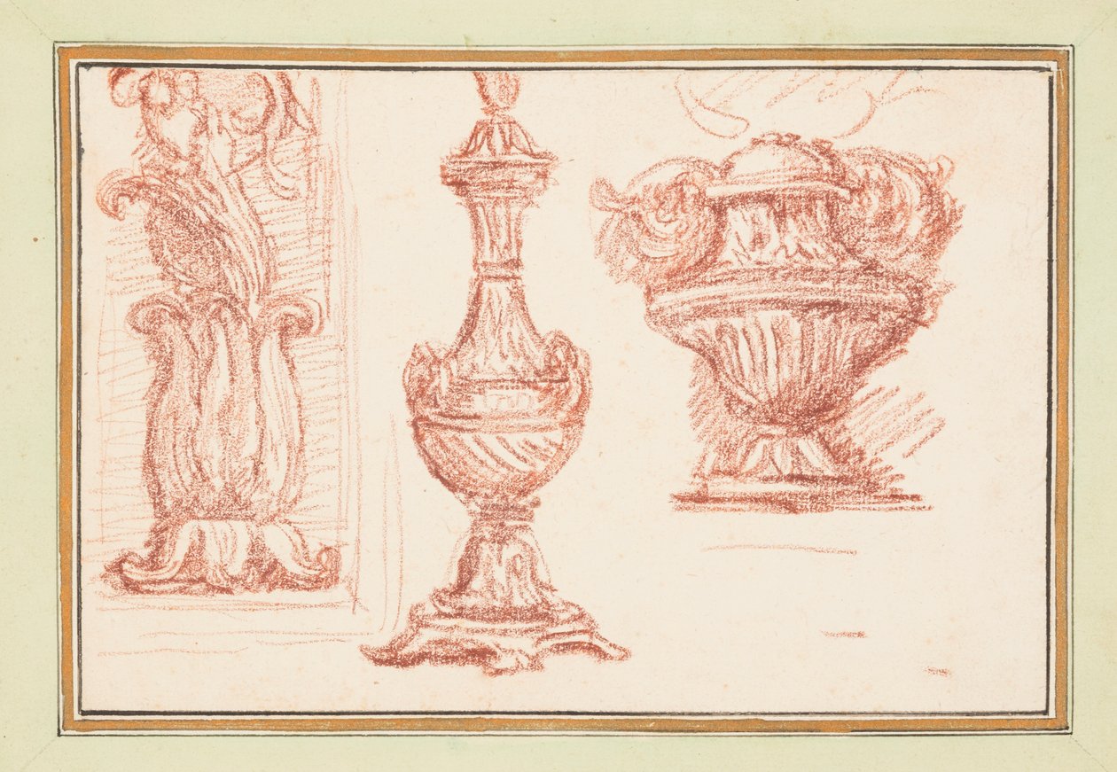 To urner og en ornamental detalje af Jean Robert Ango