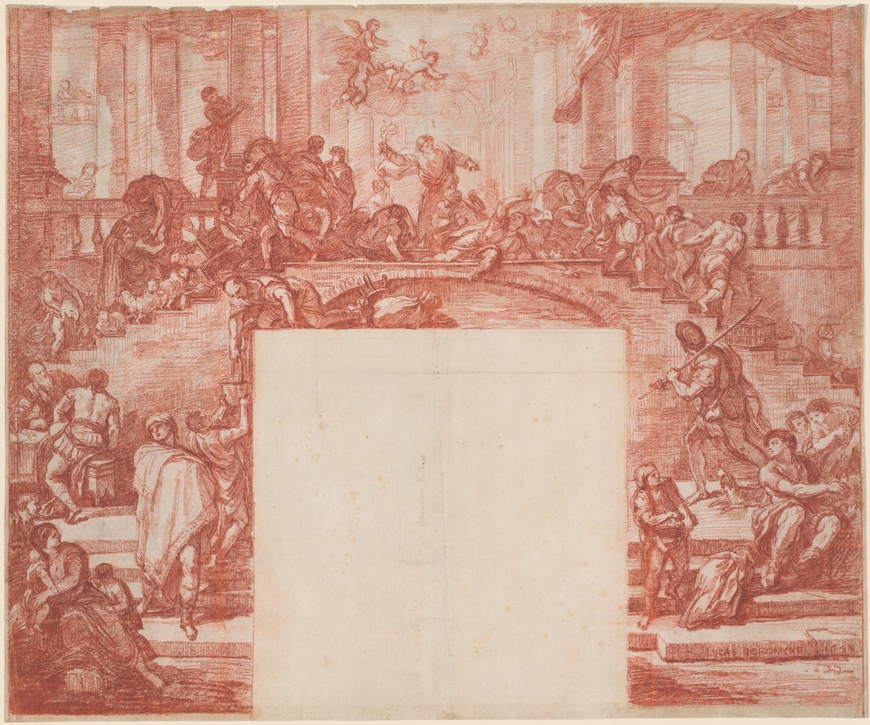 Kristus renser templet (efter Luca Giordano) af Jean Robert Ango after Luca Giordano