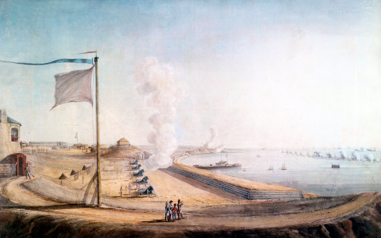 Udsigt over Boulogne-sur-Mer-lejren: Napoleon observerer den engelske flåde af Jean Rodolphe Gautier