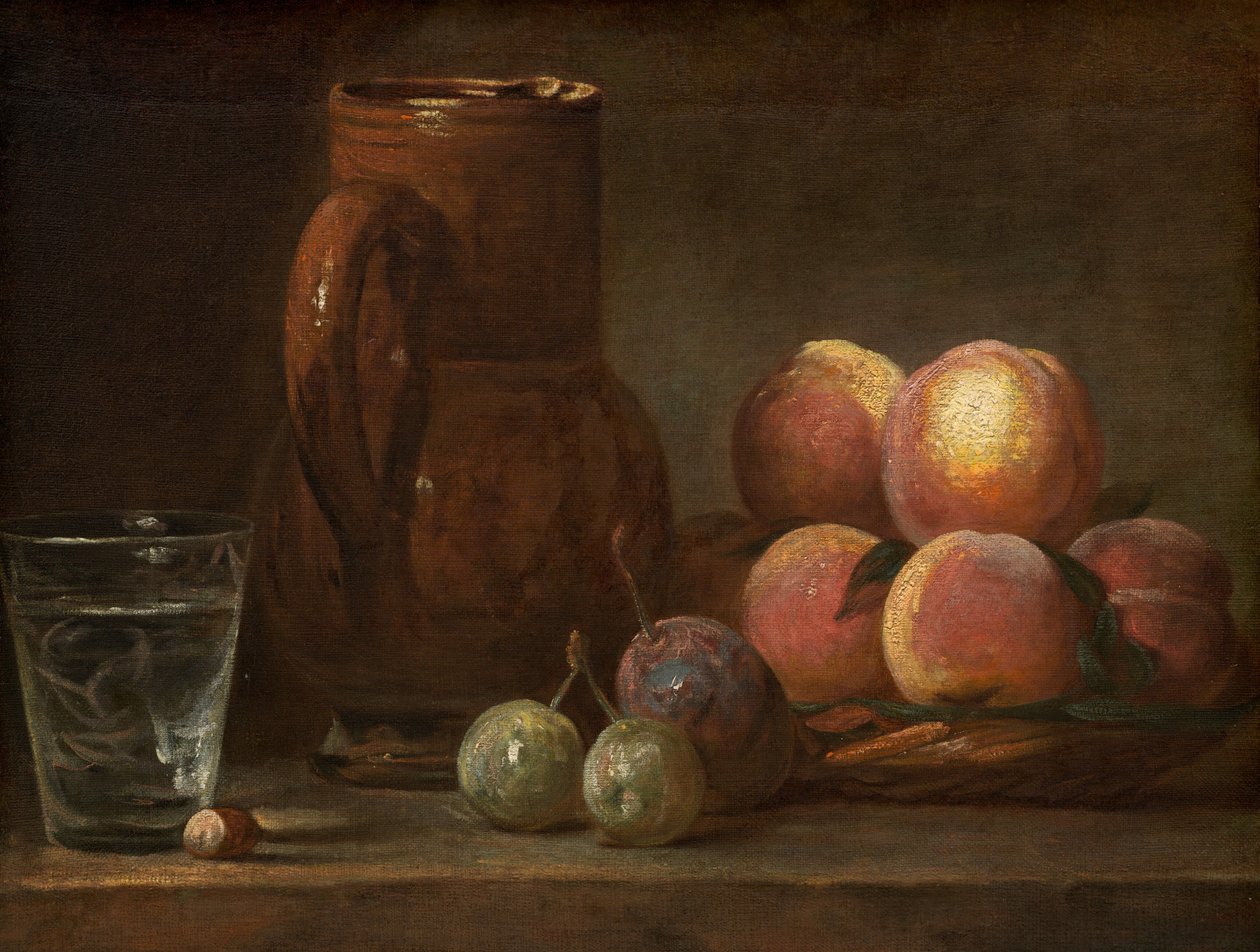 Frugt, kande og et glas af Jean Baptiste Simeon Chardin