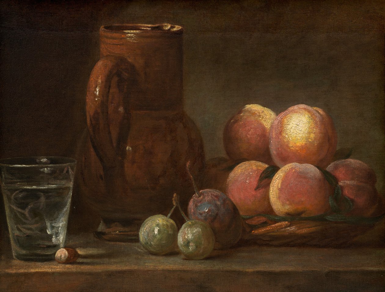 Frugt, kande og et glas, ca. 17261728. af Jean Baptiste Simeon Chardin