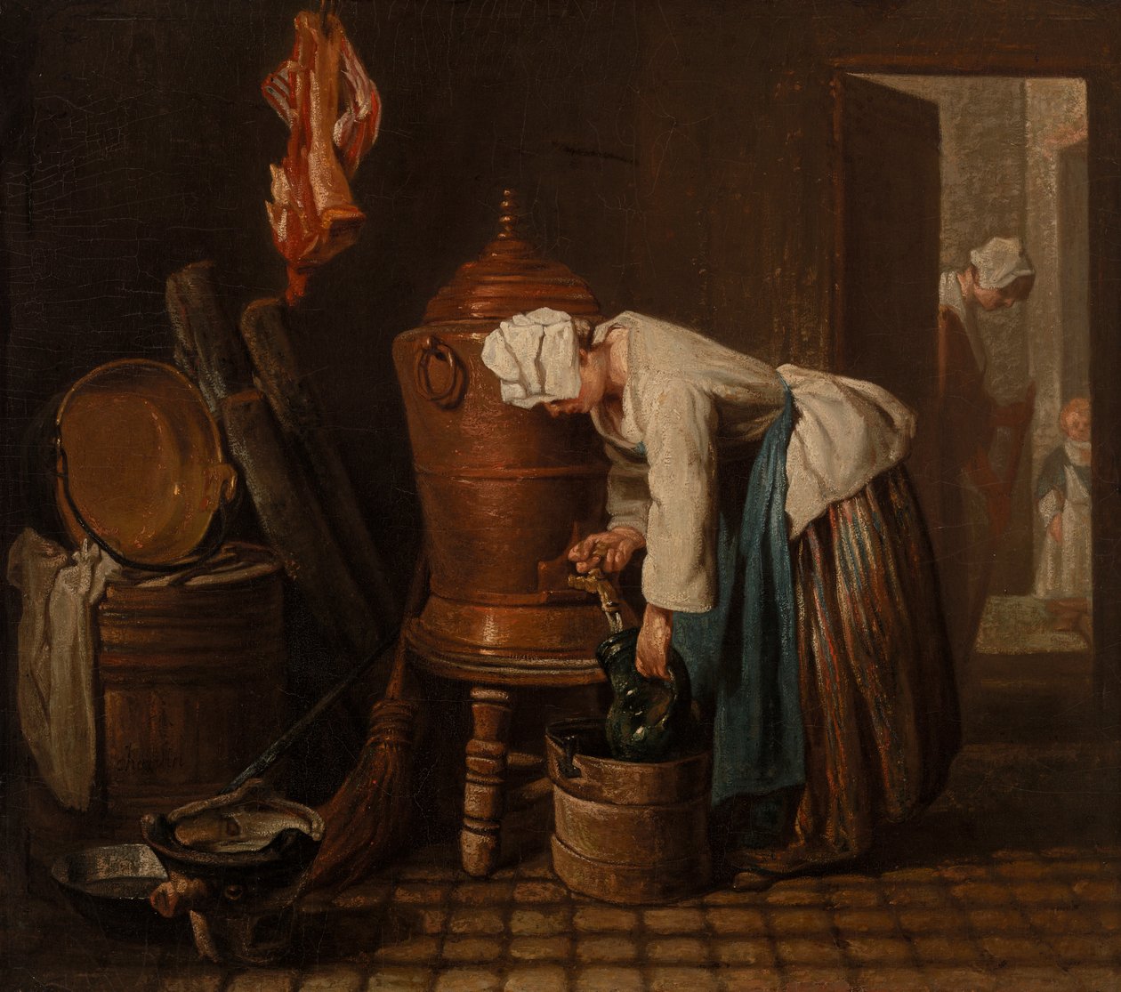 Kvinde trækker vand fra en vandurne (vandurnen) af Jean Baptiste Simeon Chardin