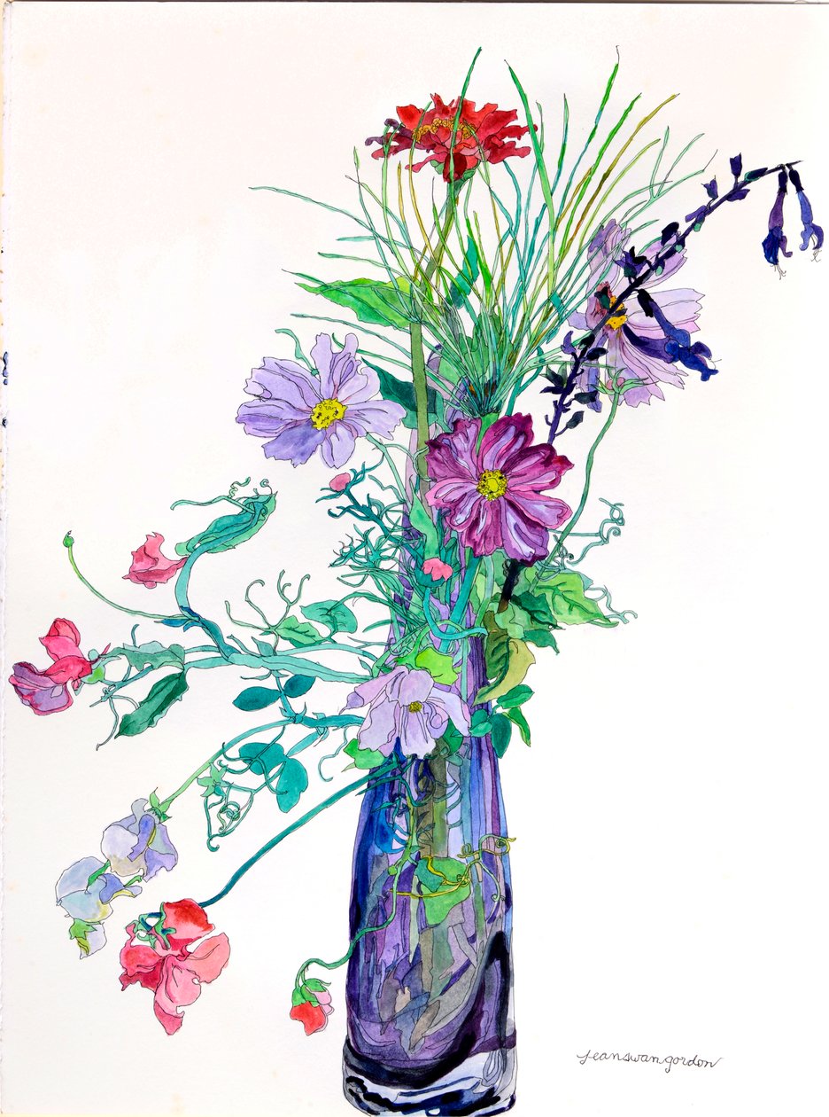 Jerrys vase, 2010 (akvarel og blæk på papir) af Jean Swan Gordon
