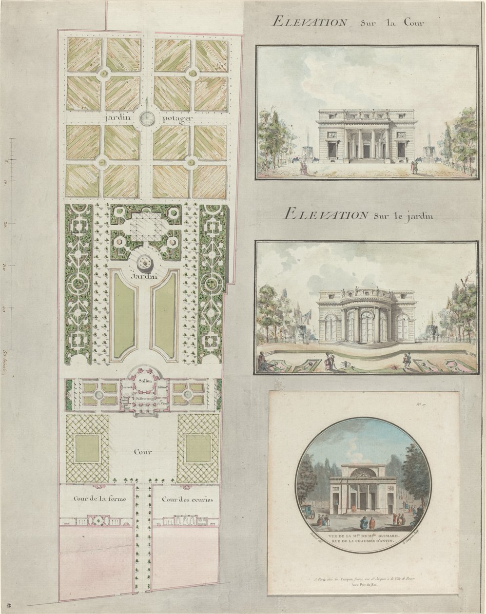 Projekt for Mlles Hus og Haver. Guimard af Jean Testard and Charles Philippe Campion de Tersan