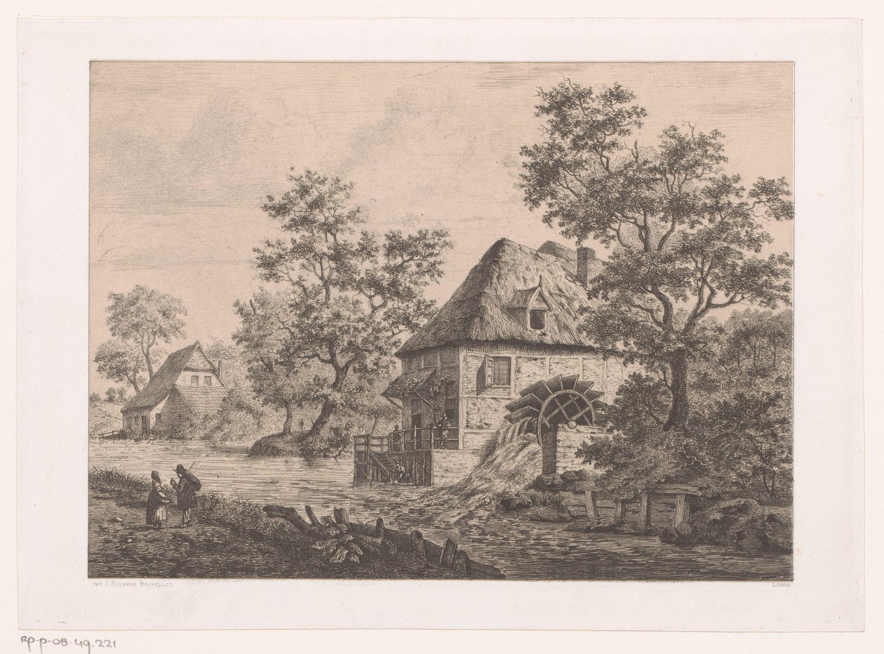 Vandmølle ved Krefeld af Jean Théodore Joseph Linnig
