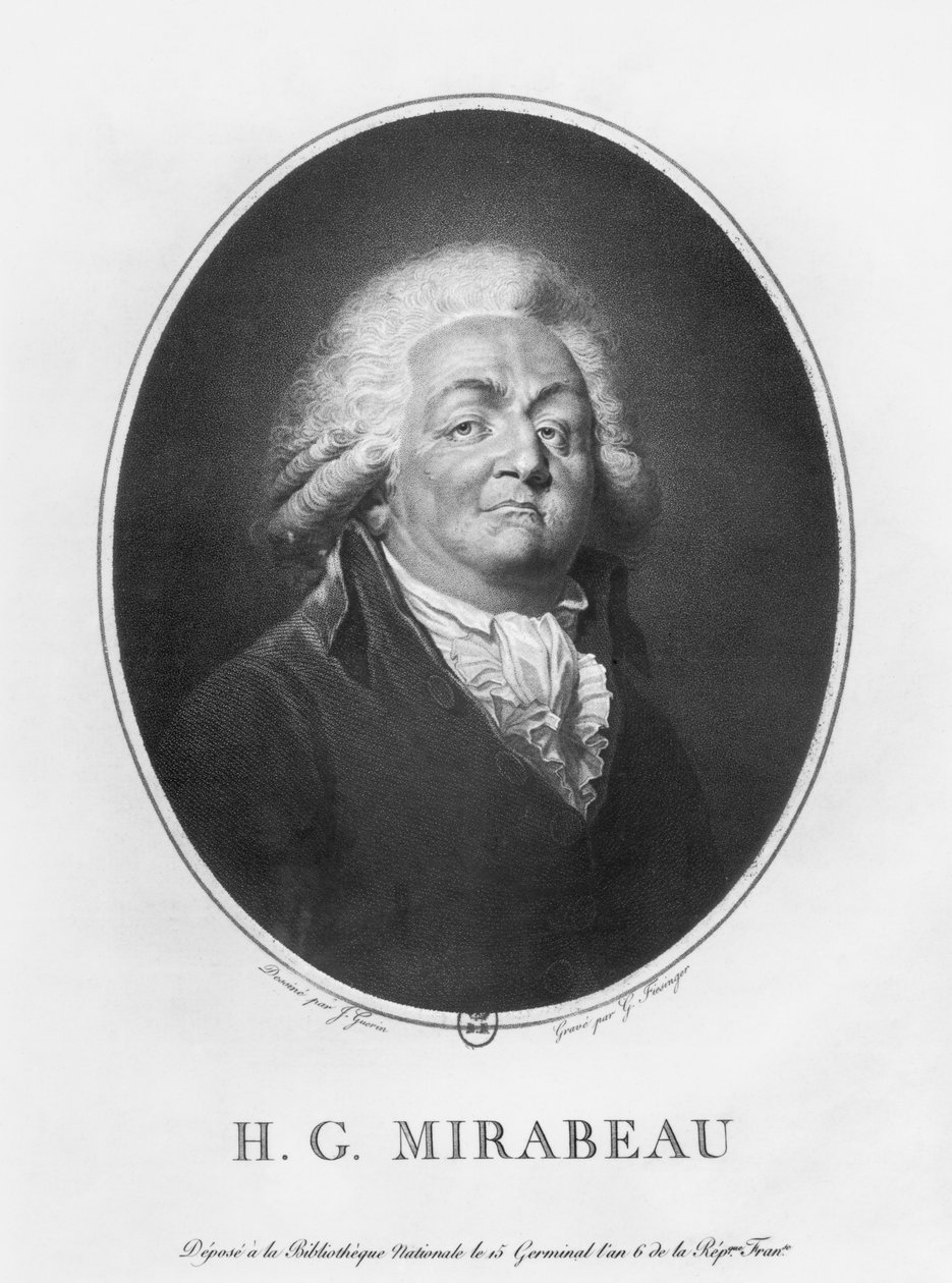 Honore Gabriel Riqueti, Comte de Mirabeau, graveret af Frantz Gabriel Fiesinger (1723-1807) 1797 (litho) (bw foto) af Jean Urbain Guerin
