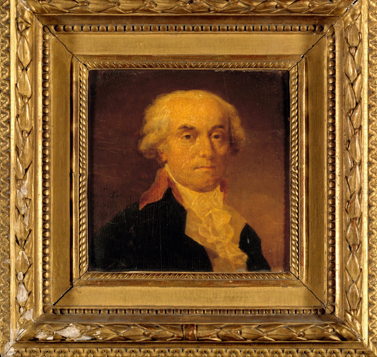 Portræt af Jerome Petion de Villeneuve (1759-1793) Præsident for konventet og borgmester i Paris Maleri af Jean Urbain Guerin (1760-1836) 1792. Dim. 0,15x0,15 m. af Jean Urbain Guerin