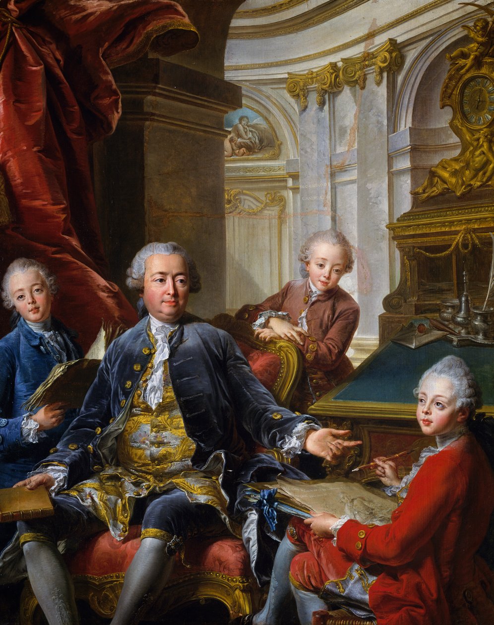 Monsieur Carre de Cande med sine tre sønner af Jean Valade