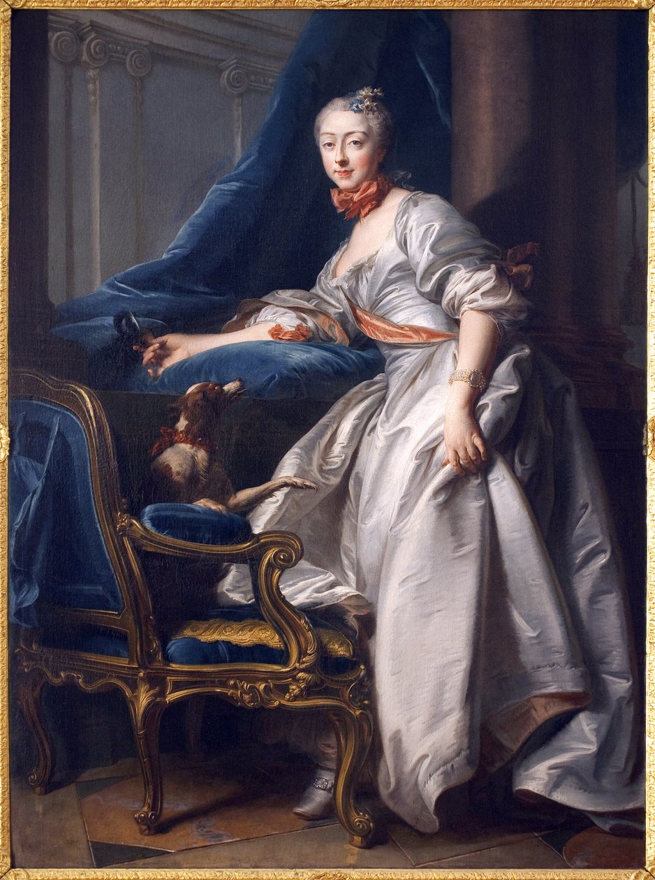 Portræt af Marie Anne de Montboisier Beaufort Canillac, Marquise de Caumont. Maleri af Jean Valade (1709-1787), Olie på lærred af Jean Valade