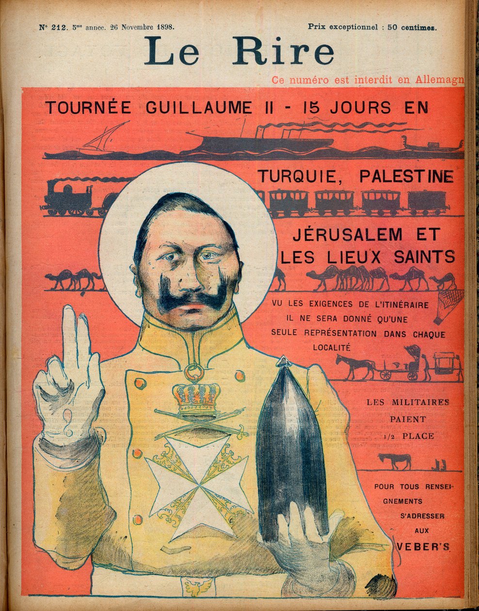 Tournee William II 15 dage i Tyrkiet; Palæstina, Jerusalem og de hellige steder. I betragtning af kravene til rejseplanen vil der kun blive givet én repræsentation på hver lokalitet. Militæret betaler et halvt sæde. For yderligere information kontakt venli af Jean Veber