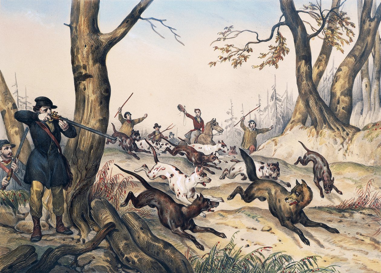 Ulvejagt, gravering af Jean Victor Adam (1801-1866) af Jean Victor Adam