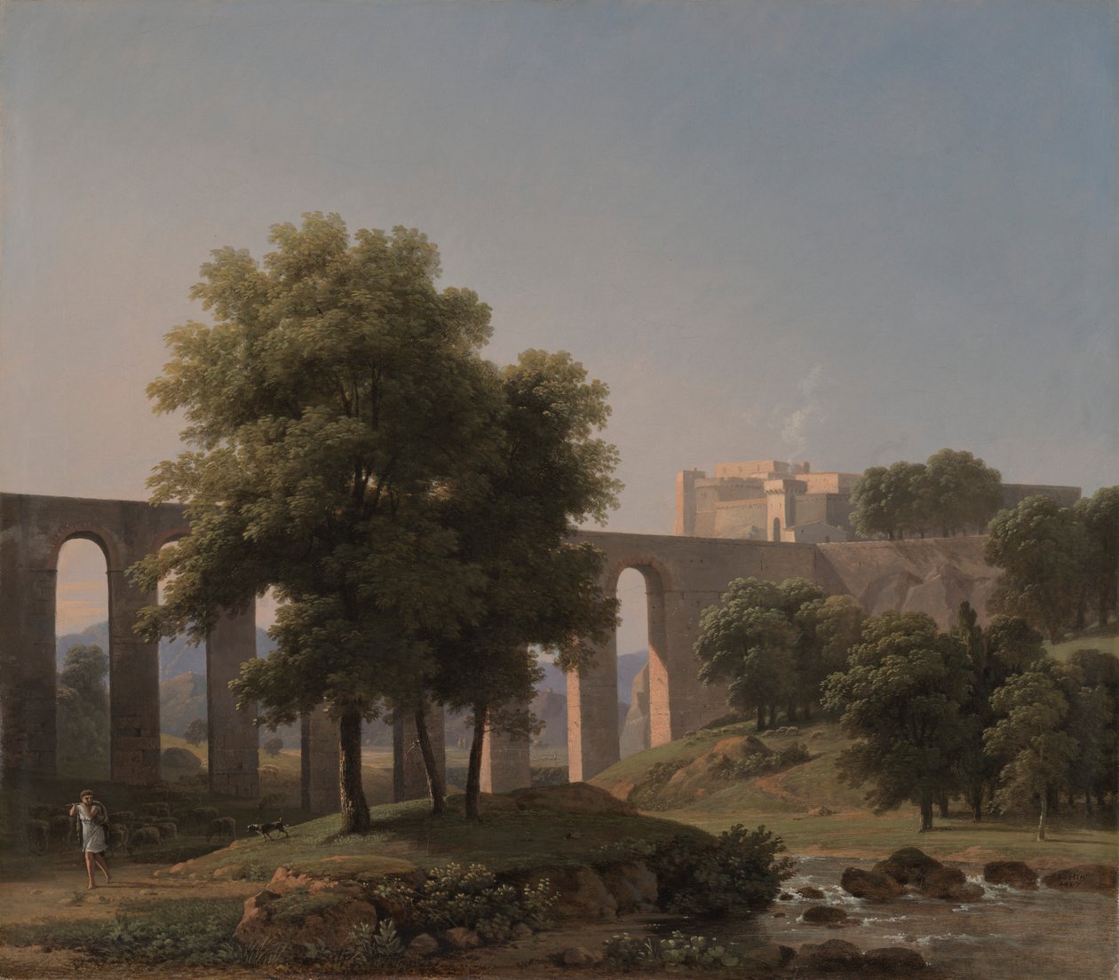 En akvædukt nær en fæstning, 1807. af Jean Victor Bertin