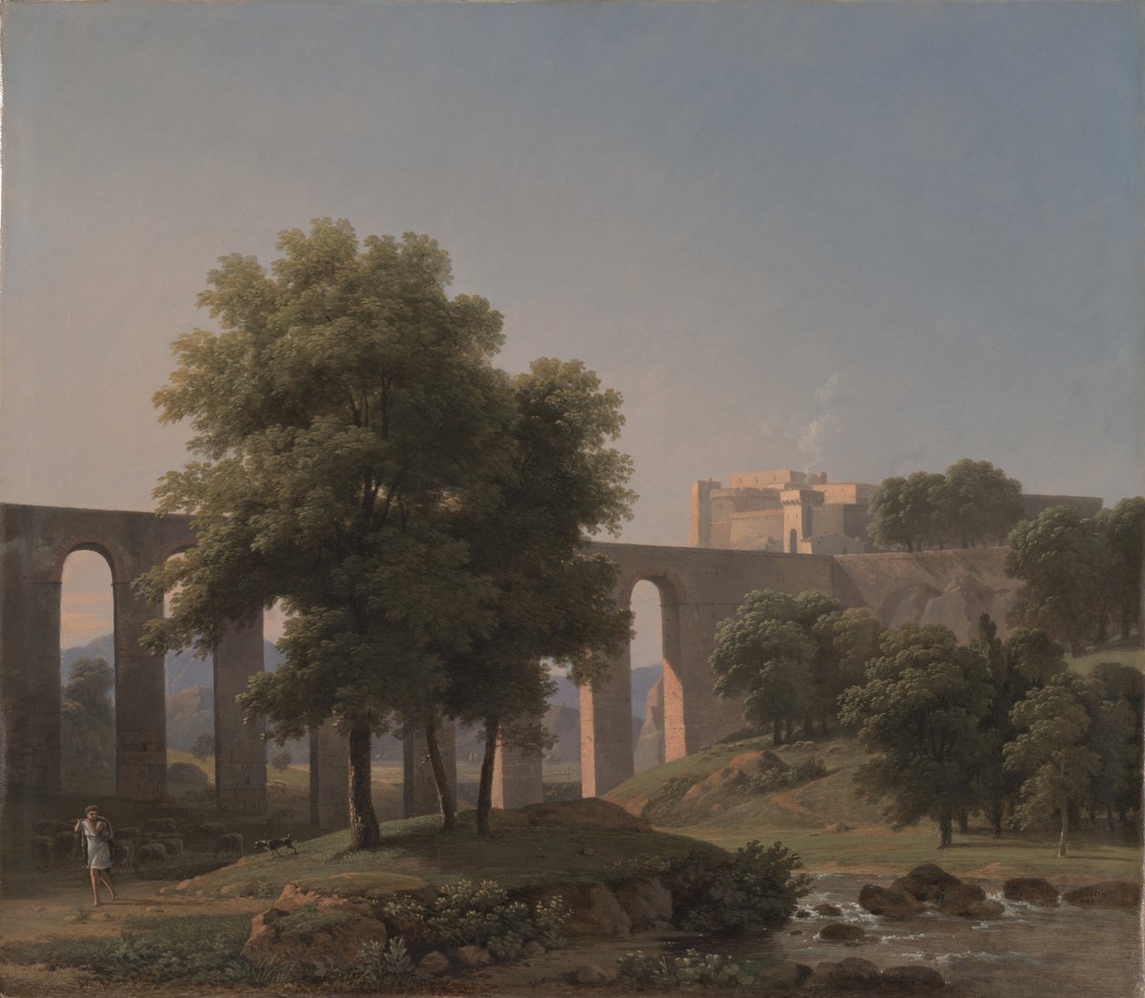 En akvædukt nær en fæstning, 1807 af Jean Victor Bertin