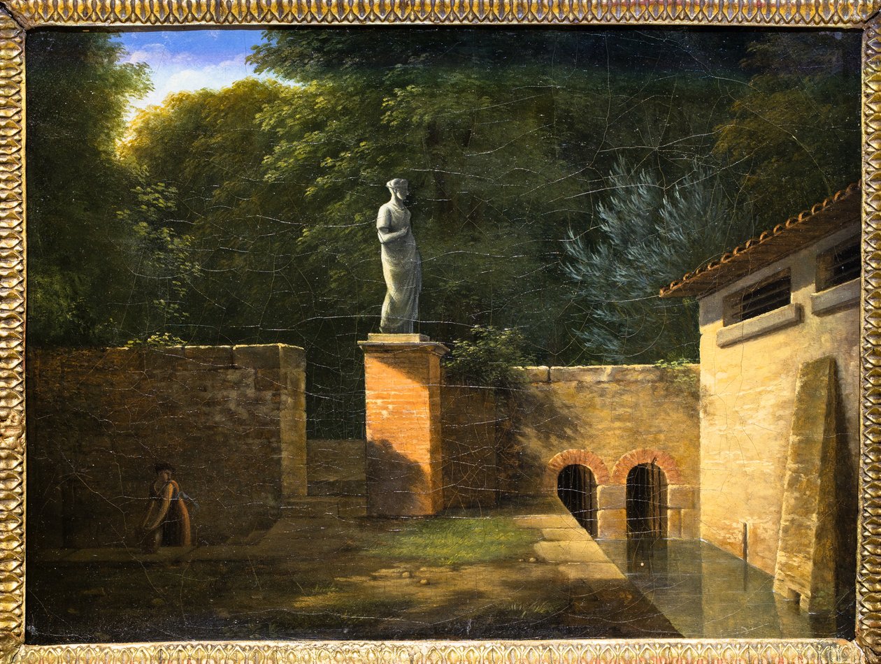 The Statue or Interior of a Park (olie på lærred) af Jean Victor Bertin
